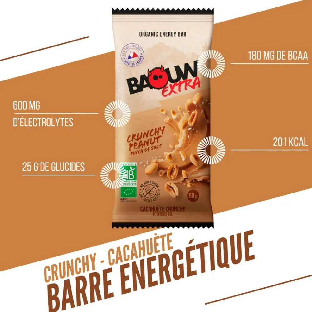 Barre Énergétique|Entrainement<Baouw Barre Energétique Extra Bio 50 g Cacahuète Crunchy