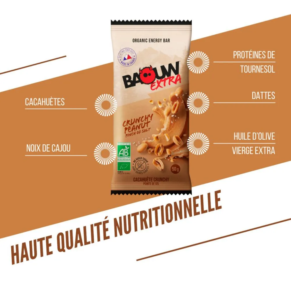 Barre Énergétique|Entrainement<Baouw Barre Energétique Extra Bio 50 g Cacahuète Crunchy