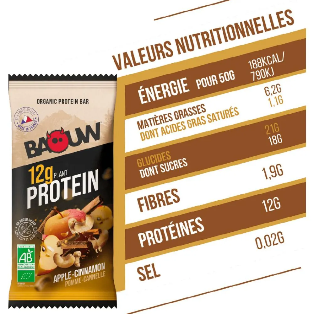 Entrainement|Barre Énergétique<Baouw Barre Energétique Protéinée Bio 50 g. Pomme & Cannelle