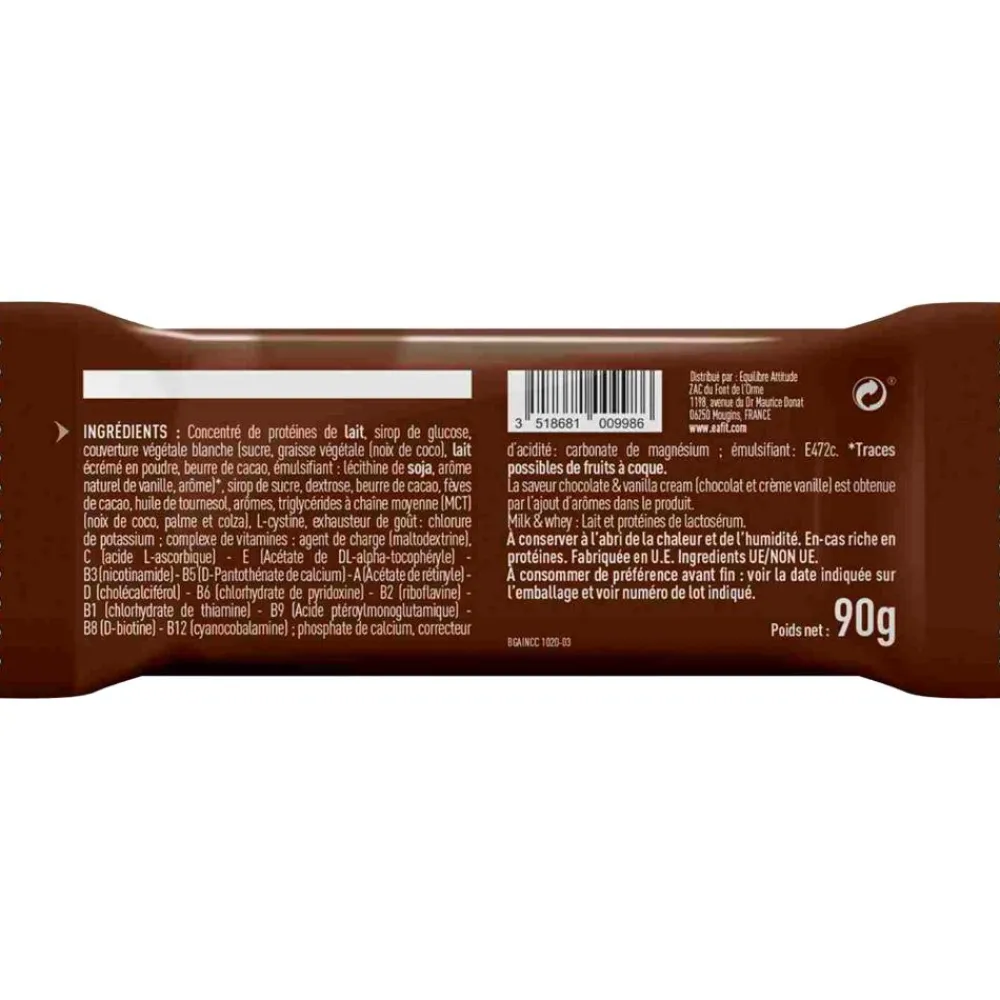 Outlet Barre Energétique Gainer 90 g. Chocolate & Vanilla Cream Entrainement|Barre Énergétique