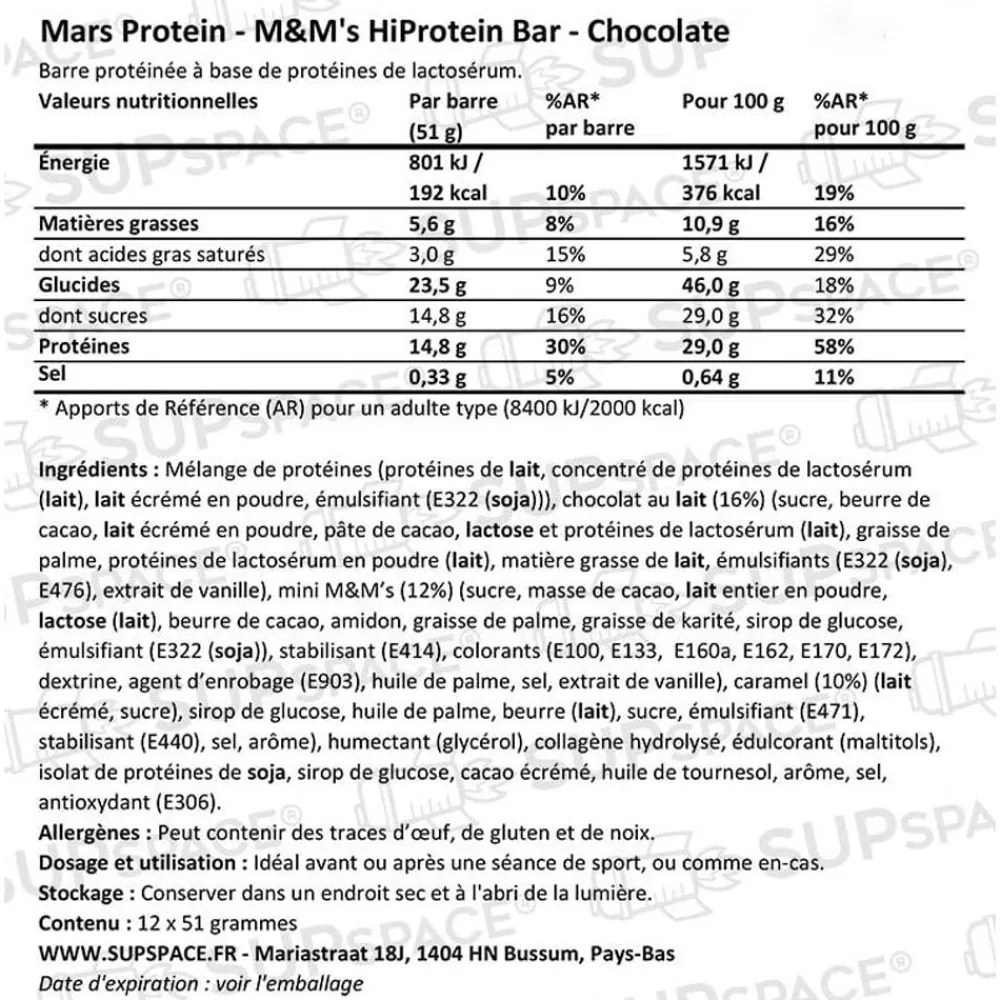 Barre Energétique M&M's Bar Protein Chocolate Entrainement|Barre Énergétique