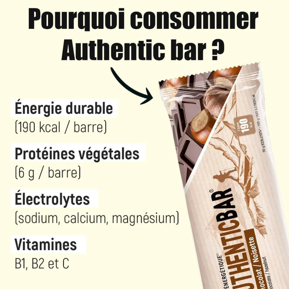 Entrainement|Barre Énergétique<Overstims Barre Energétique Authentic Bar 50 g. Chocolat Noisette