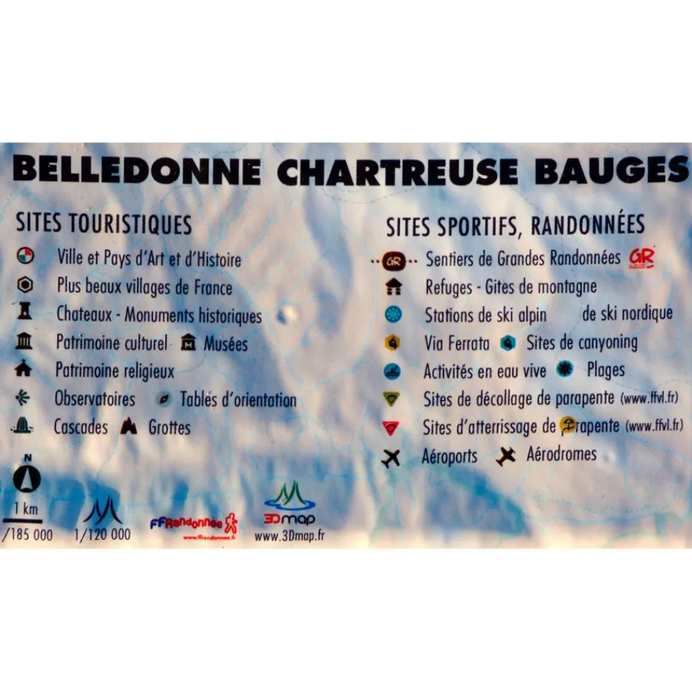 Carte 3D<3DMAP Bauges-Belledonne-Chartreuse + Cadre