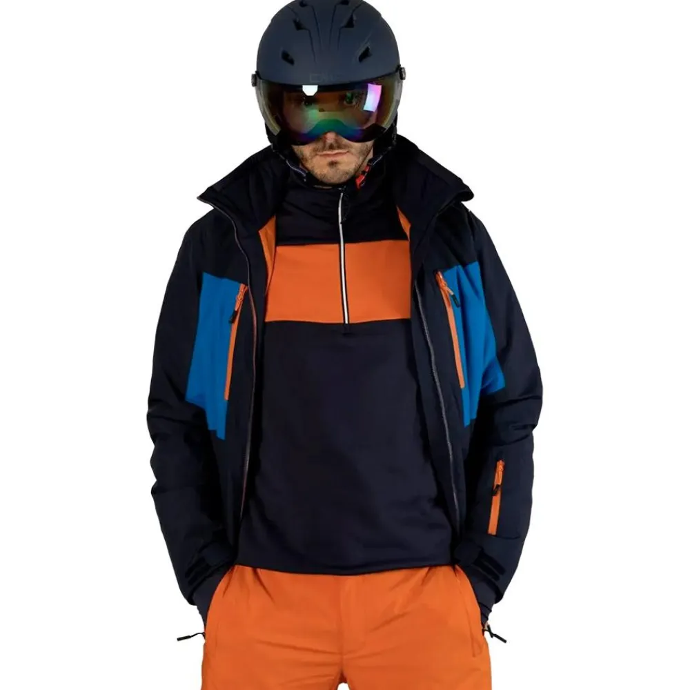 Outlet Blouson Ski Man Jacket Zip Hood Black Blue Homme Veste De Ski Homme|Veste De Ski