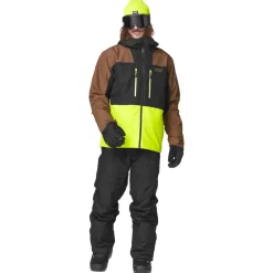 New Blouson Ski Object Jacket Cocoa Brown Black Acid Lime Homme Veste De Ski Homme|Veste De Ski