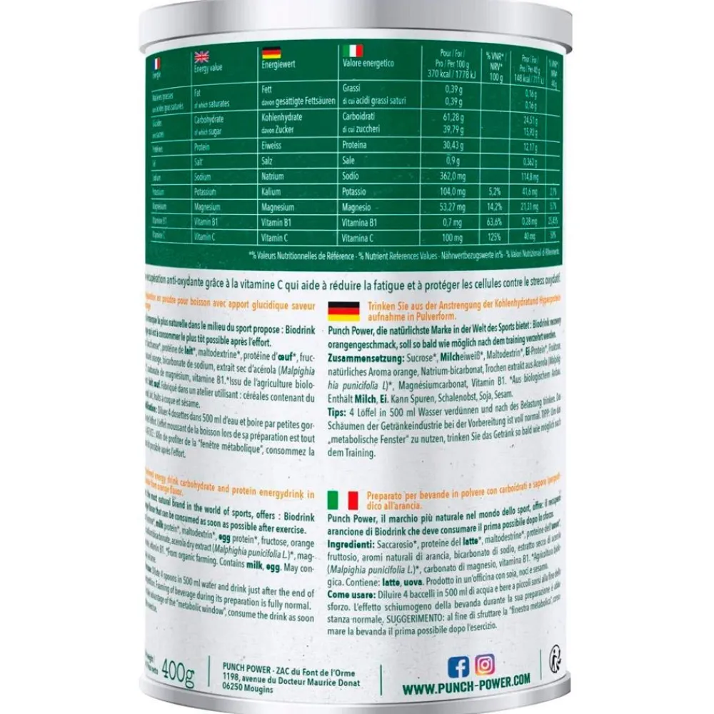Entrainement|Boisson Énergétique<Punch Power Boisson Biodrink 500 g. Orange