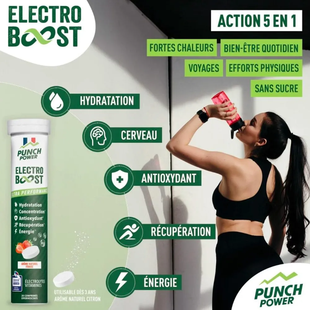 New Boisson Electroboost - Tube 20 Comprimés Fraise Boisson Énergétique|Entrainement
