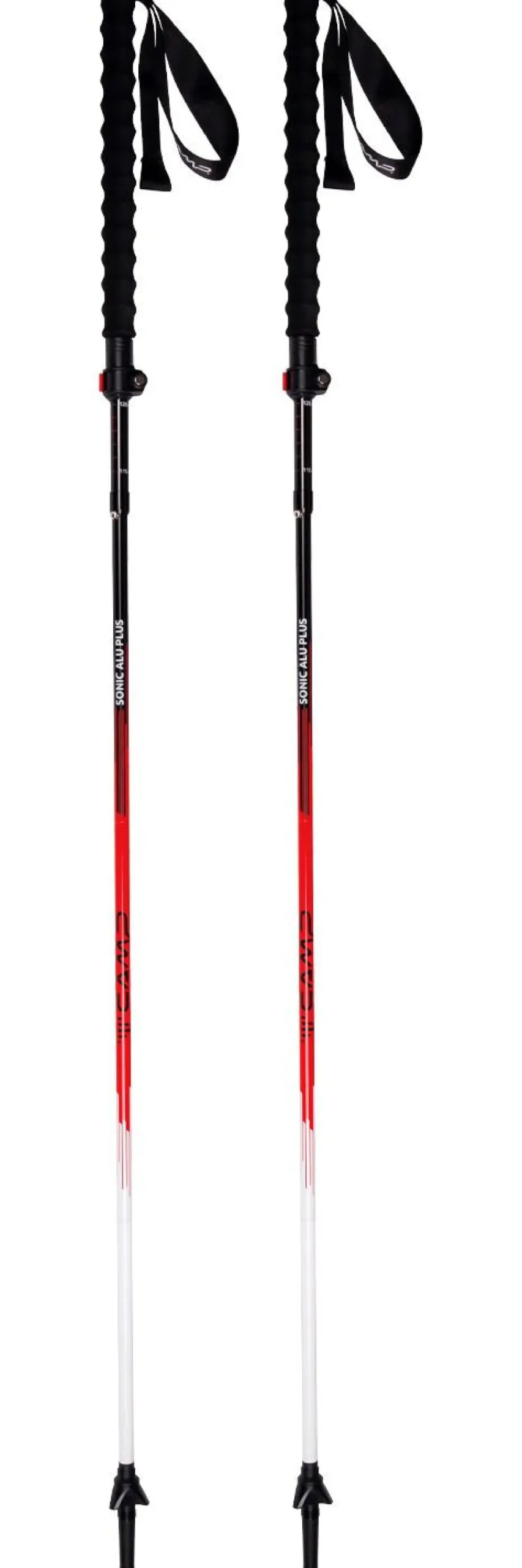 Discount Bâton Sonic Alu Plus 115-135 Black Red Bâtons De Marche Pliable