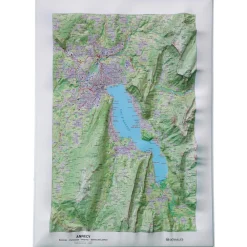 Carte 3D<Deniveles Carte 3D Lac d'Annecy