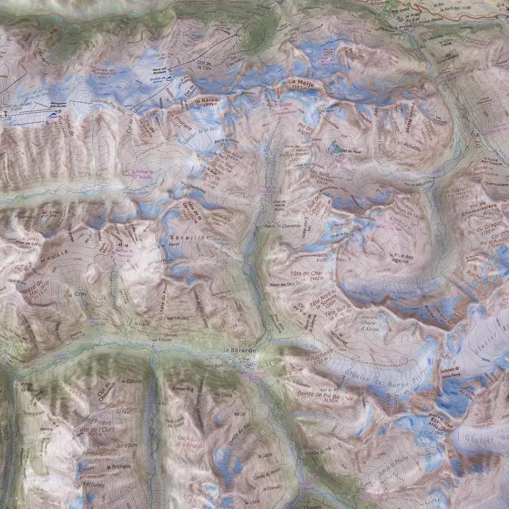 Carte 3D<Deniveles Carte 3D Les Ecrins Nord
