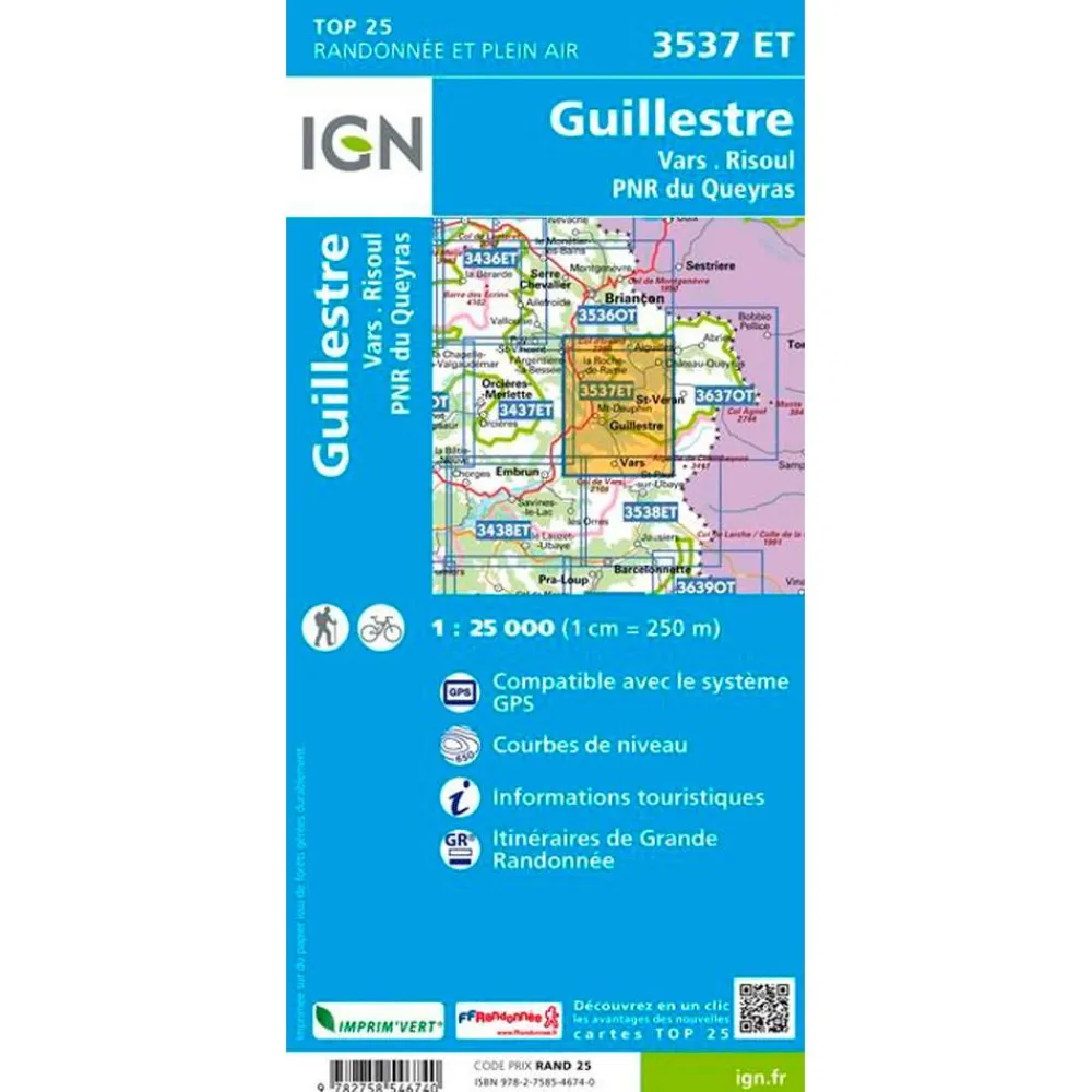 Sale Carte 3537ET Guillestre, Vars, Risoul, PNR du Queyras Carte Ign