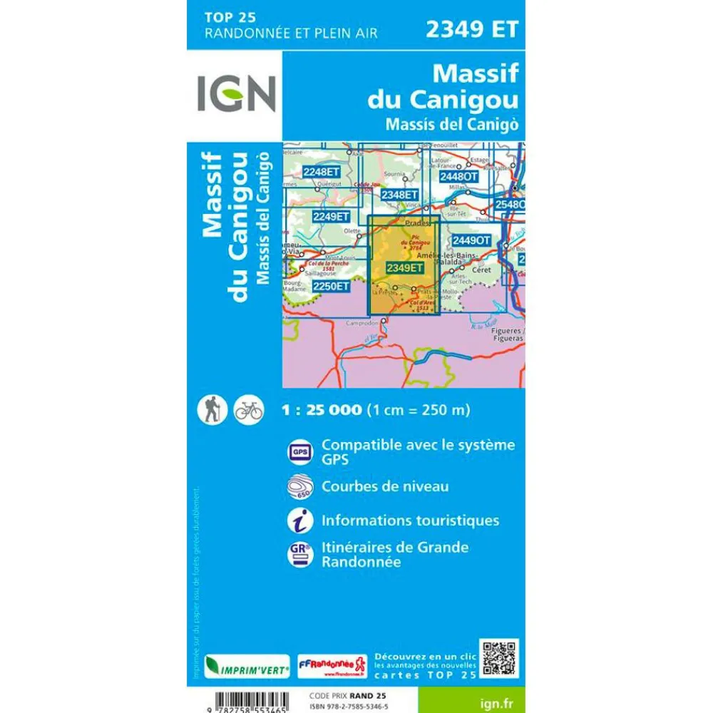 Sale Carte 2349ET Massif du Canigou Carte Ign