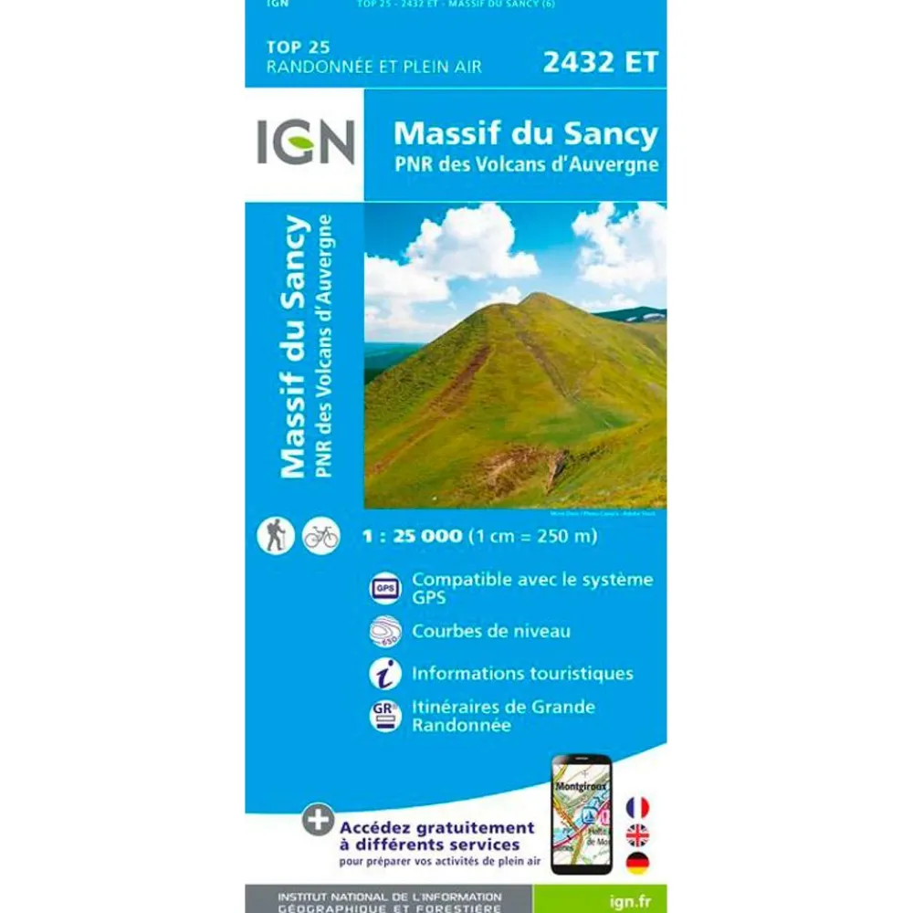 Carte Ign<IGN Carte 2432ET Massif du Sancy, PNR des Volcans d'Auvergne