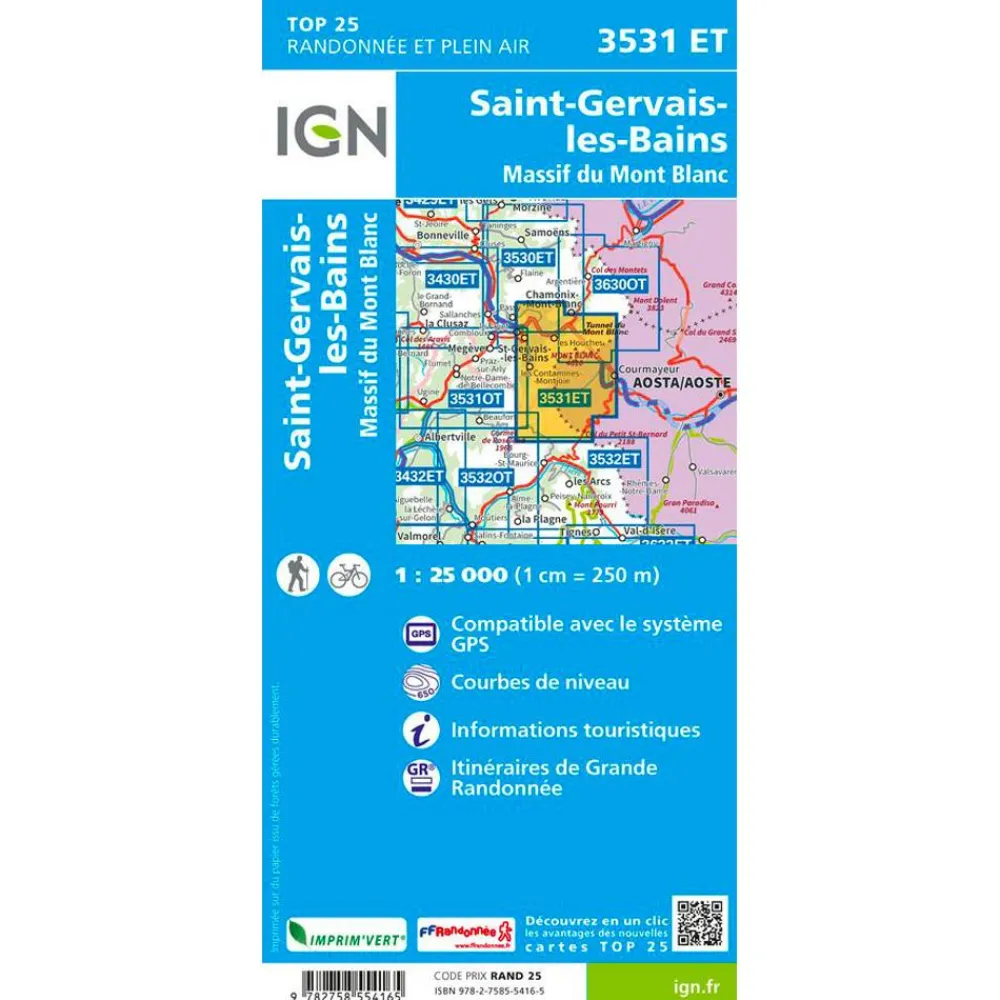 Sale Carte 3531ET Saint-Gervais-les-Bains, Massif Du Mont Blanc Carte Ign