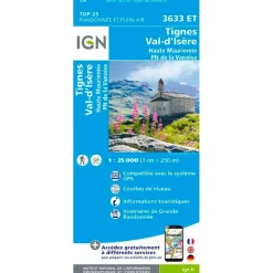 Carte Ign<IGN Carte 3633ET Tes, Val d'Isere, Haute Maurienne, Parc national de la Vanoise