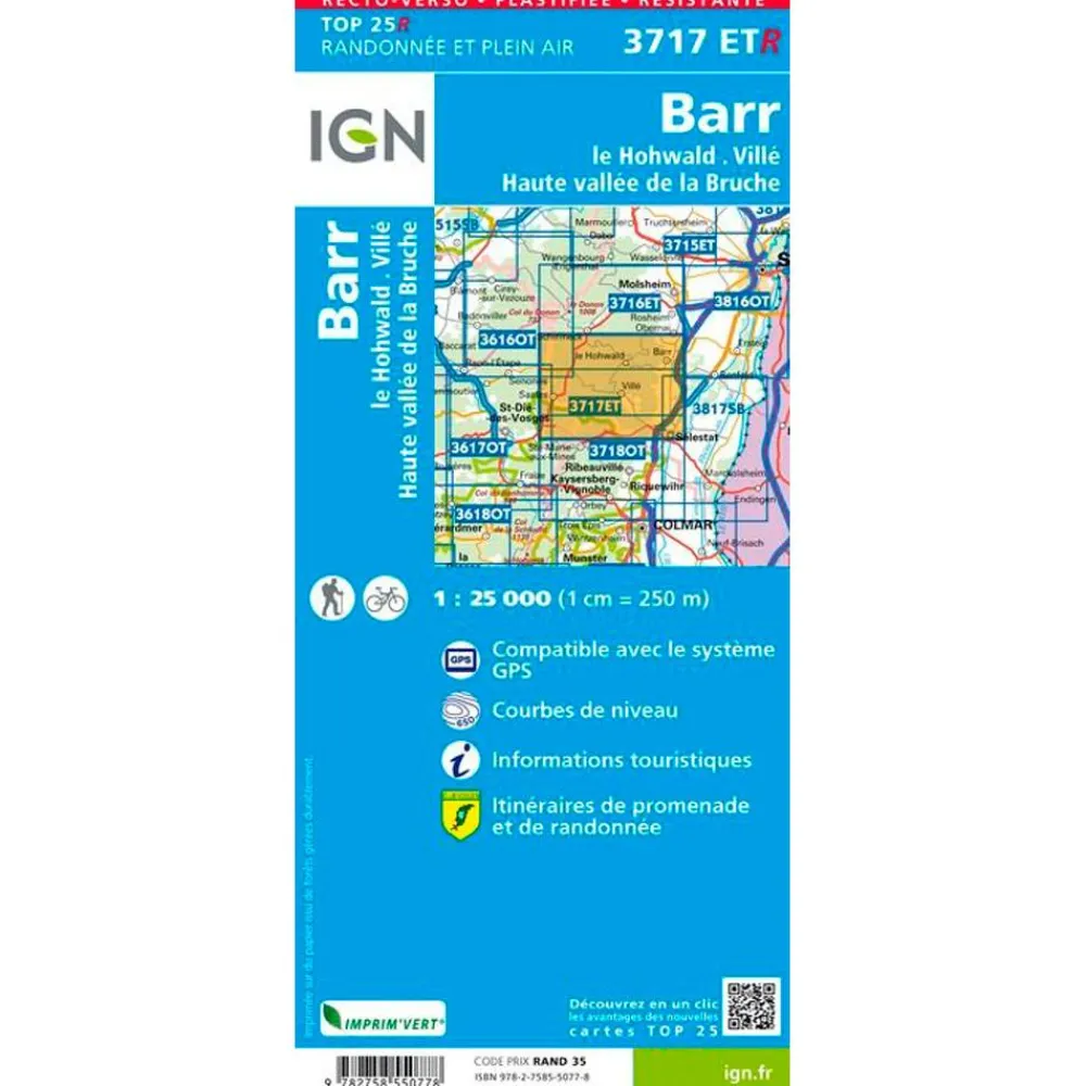 Clearance Carte 3717ETR Barr, le Hohwald, Villé, Haute Vallée de la Bruche - Résistante Carte Ign
