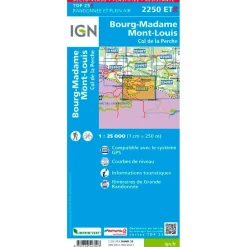 Carte Ign<IGN Carte 2250ETR Bourg-Madame, Mont-Louis, Col de la Perche - Résistante