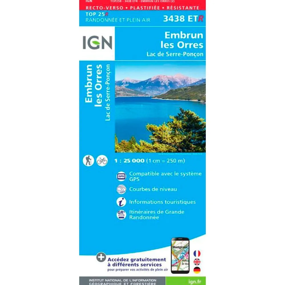Best Carte 3438ETR Embrun, les Orres, Lac de Serre-Ponçon - Résistante Carte Ign