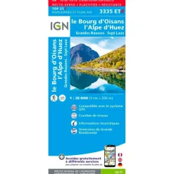 Carte 3335ETR le Bourg d'Oisans, l'Alpe d'Huez, Grandes Rousses, Sept Laux - Résistante Carte Ign