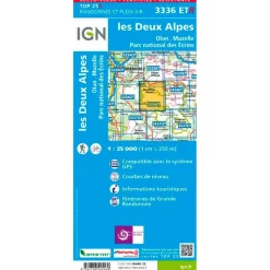 Carte Ign<IGN Carte 3336ETR les Deux Alpes, Olan, Muzelle, Parc national des Ecrins - Résistante