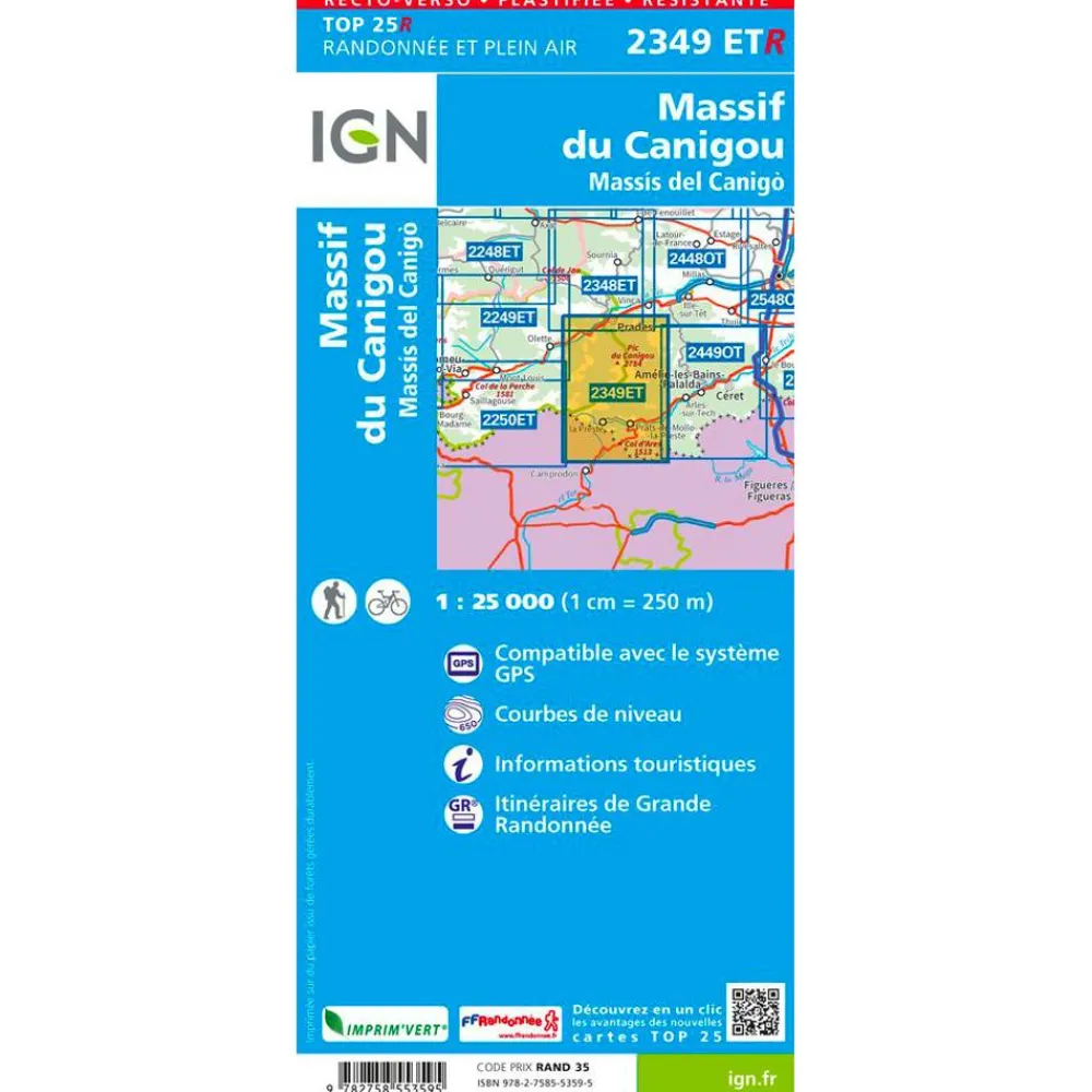 Carte Ign<IGN Carte 2349ETR Massif du Canigou - Résistante