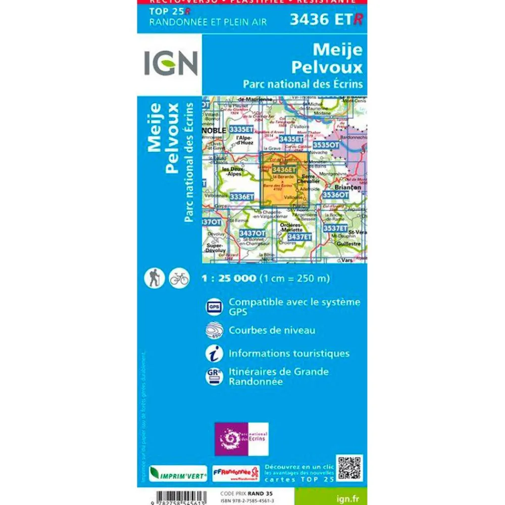 Sale Carte 3436ETR Meije, Pelvoux, Parc national des Ecrins - Résistante Carte Ign