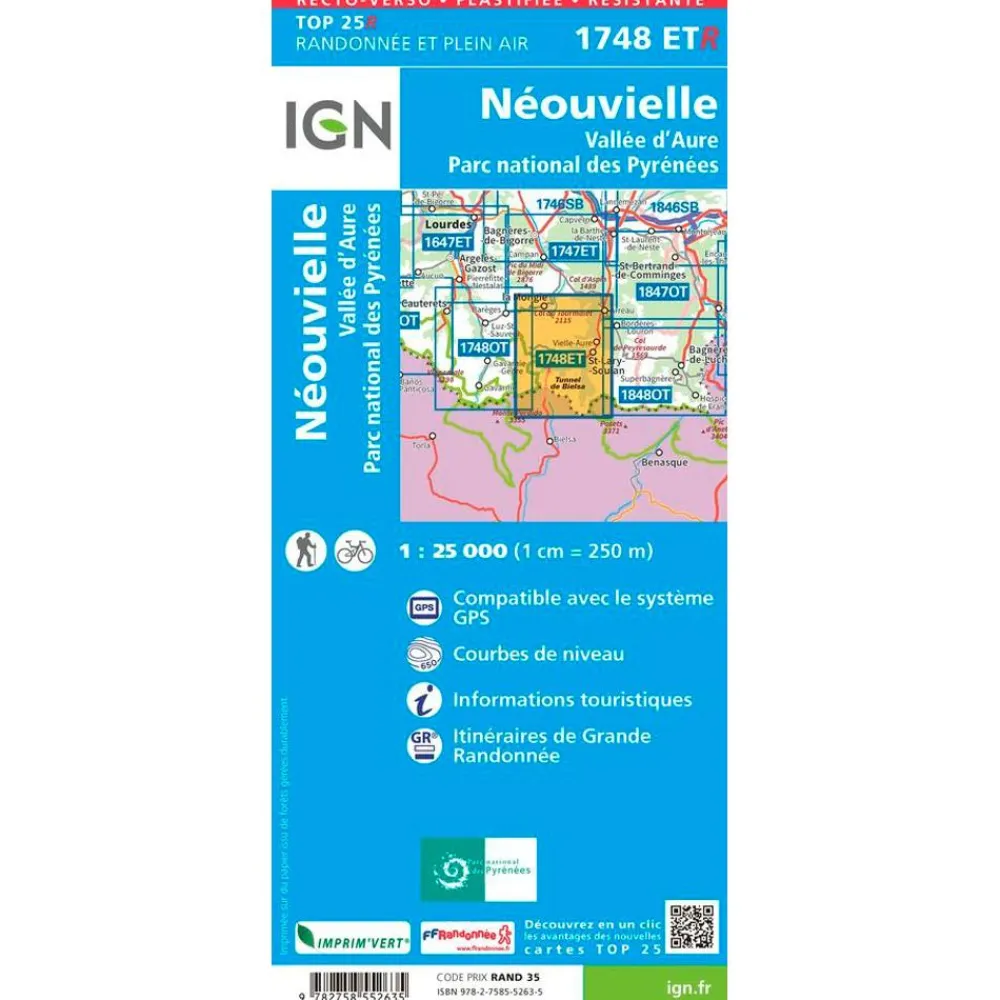 Carte Ign<IGN Carte 1748ETR Néouvielle, Vallée d'Aure, Parc national des Pyrénées - Résistante