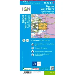 Carte Ign<IGN Carte 3633ETR Tes, Val-d'Isère, Haute Maurienne, Parc national de la Vanoise - Résistante
