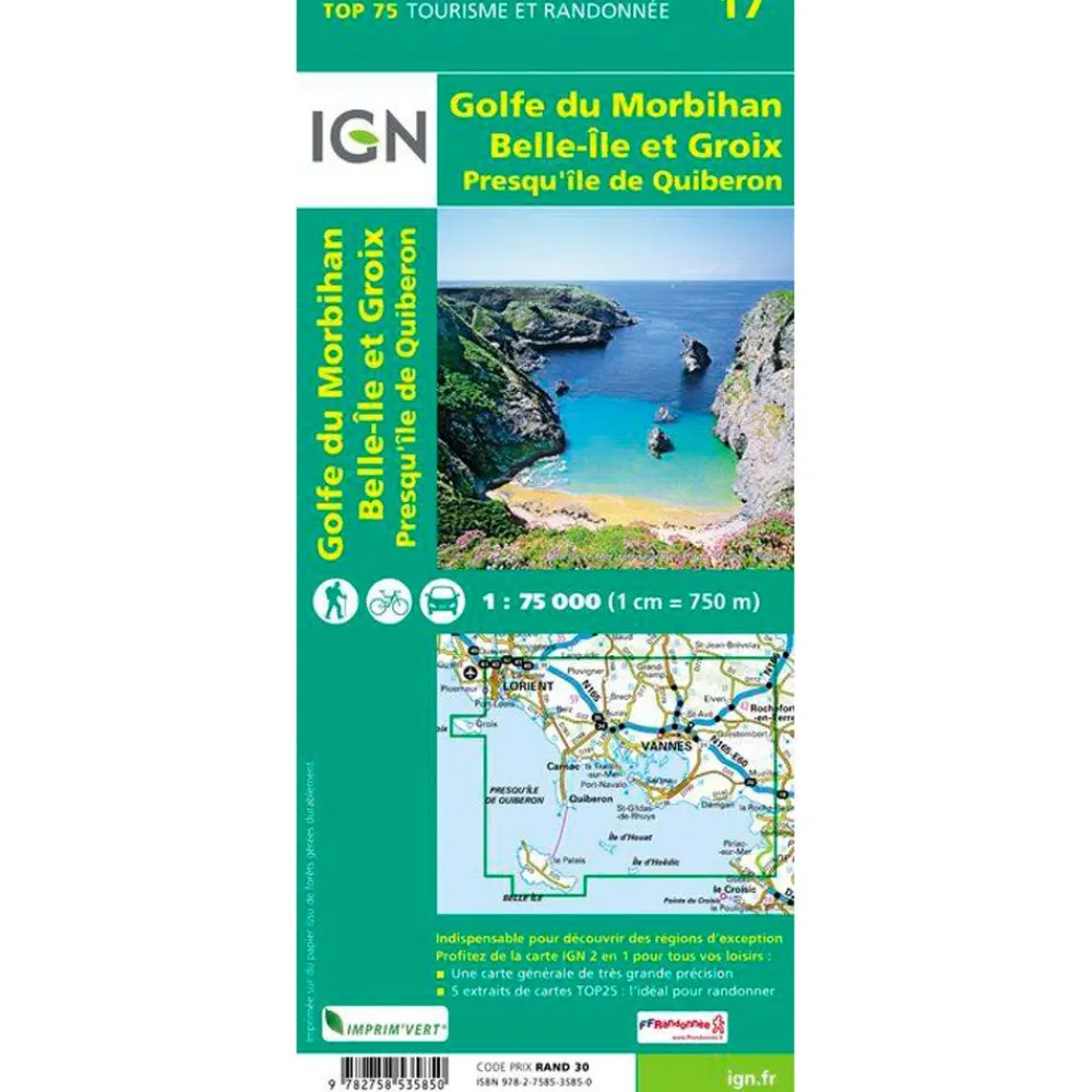 Online Carte Golfe Du Morbihan Belle-Ile et Groix Presqu'île de Quiberon Carte Ign