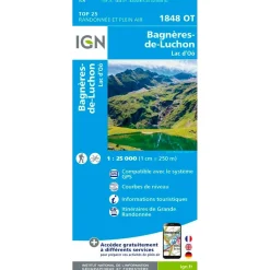 Carte Ign<IGN Carte 1848OT Bagnères-de-Luchon, Lac d'Oô