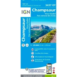 New Carte 3437OT Champsaur, Vieux Chaillol, Parc national des Ecrins - Recto Carte Ign