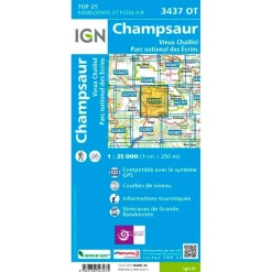 New Carte 3437OT Champsaur, Vieux Chaillol, Parc national des Ecrins - Recto Carte Ign
