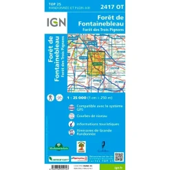 Online Carte 2417OT Forêt de Fontainebleau, Forêt des Trois Pons Carte Ign