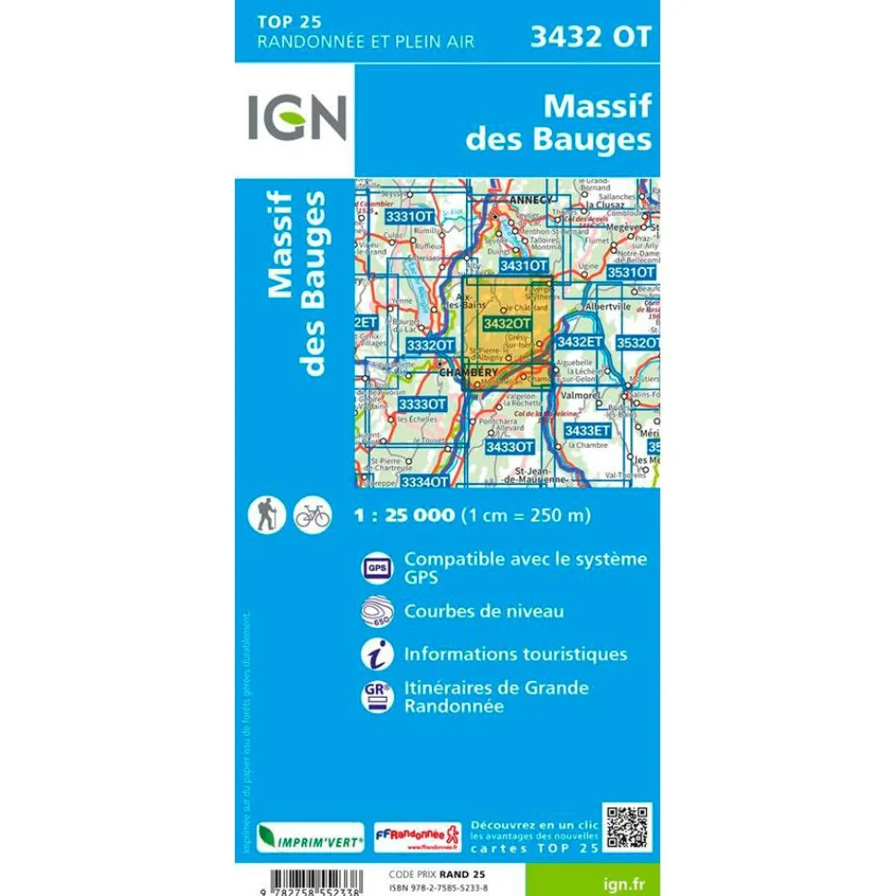 Clearance Carte 3432OT Massif des Bauges Carte Ign