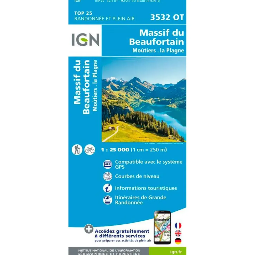 Clearance Carte 3532OT Massif du Beaufortain, Moûtiers, la Plagne Carte Ign
