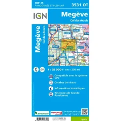 Carte Ign<IGN Carte 3531OT Megève, Col des Aravis