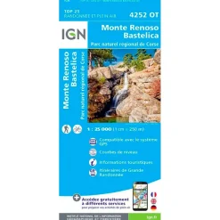 Discount Carte 4252OT Monte Renoso, Bastelica, Parc naturel régional de Corse Carte Ign