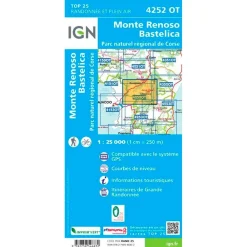 Discount Carte 4252OT Monte Renoso, Bastelica, Parc naturel régional de Corse Carte Ign
