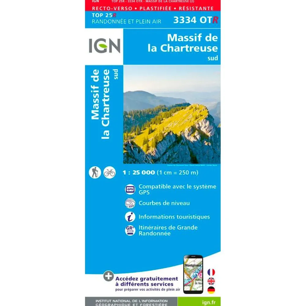New Carte 3334OTR Massif de la Chartreuse Sud - Résistante Carte Ign