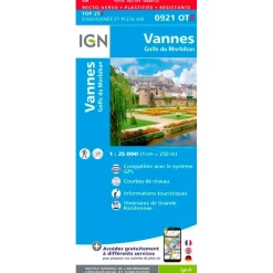 Carte Ign<IGN Carte 0921OTR Vannes, Golfe du Morbihan - Résistante