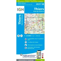 Carte Ign<IGN Carte 2631SB Thiers, Pont-du-Château