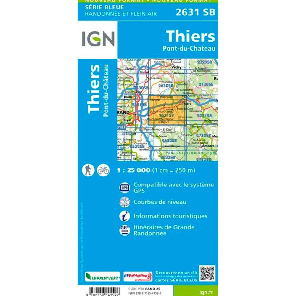 Carte Ign<IGN Carte 2631SB Thiers, Pont-du-Château