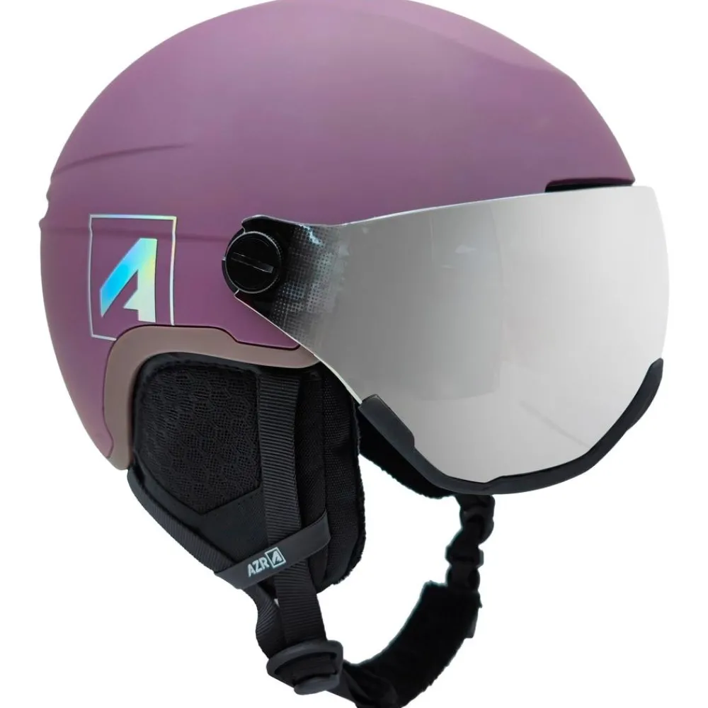 Casques Avec Visière|Casques Femme<AZR Casque visière Orion Visor Cramberry Mat Gris Miroir + Yellow Visor