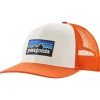 Casquettes<Patagonia Casquette P-6 Logo Trucker Hat White Redtail Rust