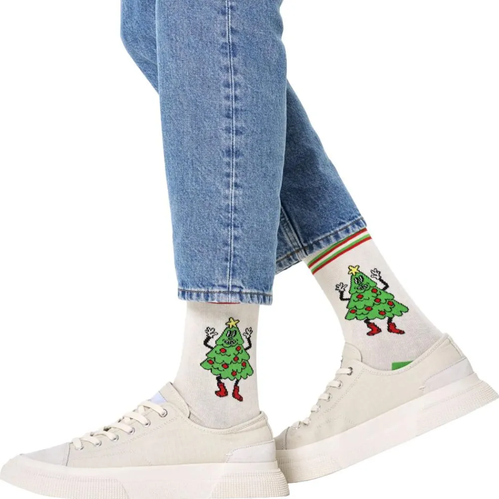 Chaussettes Lifestyle<Happy Socks Chaussettes Crew Socks Happy Tree White