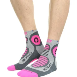 Chaussettes Trail<La Chaussette de France Chaussettes Run Recycled Gris Rose Fluo