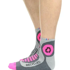 Chaussettes Trail<La Chaussette de France Chaussettes Run Recycled Gris Rose Fluo