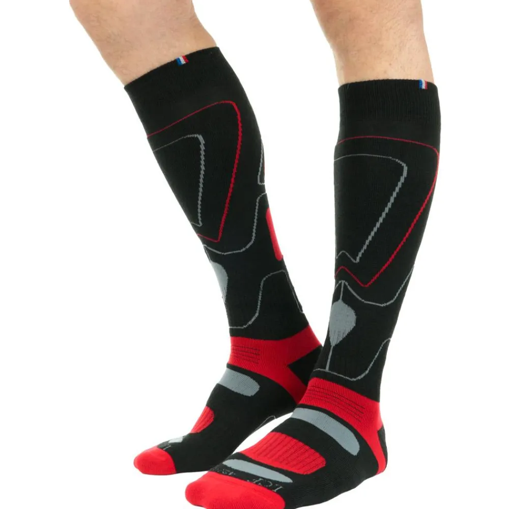 Chaussettes Ski<La Chaussette de France Chaussettes Vanoise Noir Rouge