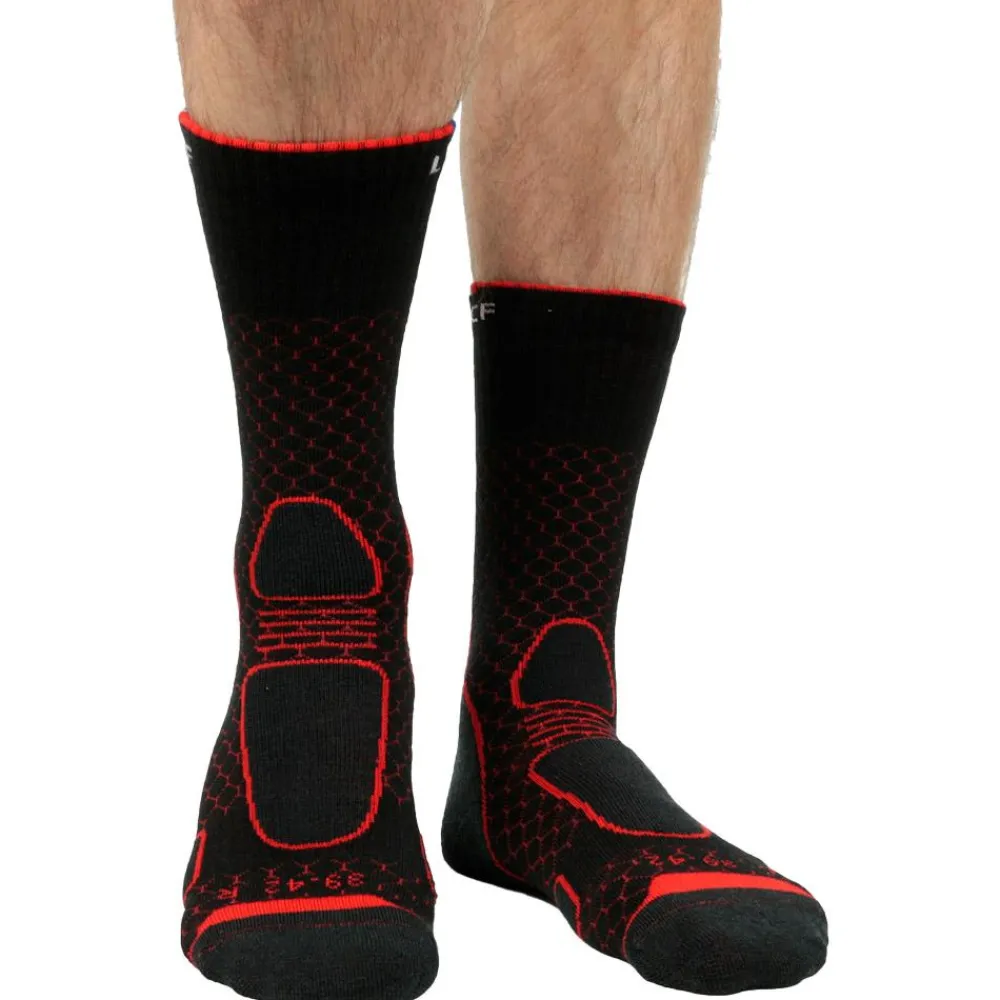 Hot Chaussettes Trekker High Noir Rouge Chaussettes De Randonnée
