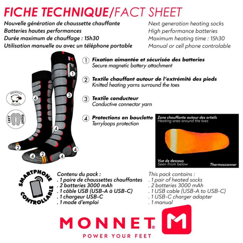 Sale Chaussettes Heatprotech Socks Noir Rouge Chauffage Pied|Chaussettes Ski